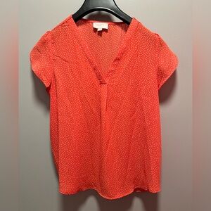 Loft Short Flutter Sleeve V-neck Blouse Medium Petite